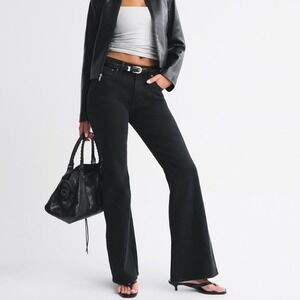 Abercrombie & Fitch The Flare Ultra High Rise Curve Love Jean Black Denim 32 14R